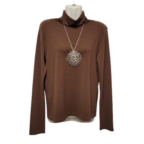 Turtleneck Seamless Top Brown Top Long Sleeve Fall Top Winter Top Size L NEW - Picture 4 of 9